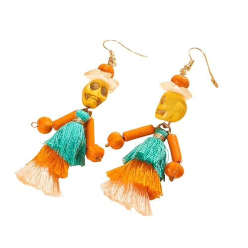 Gothic Punk Halloweens Skelett Dangle Ohrringe Quasten Fringe Schmuck Für Frauen Party Accessoires Langes Quasten Ohrschmuck von LLINthy