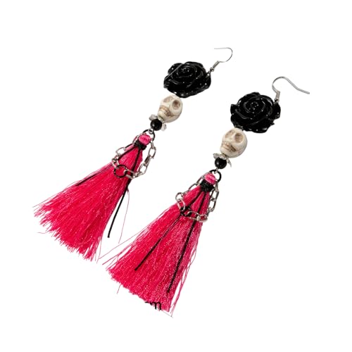 Gothic Punk Halloweens Skelett Dangle Ohrringe Quasten Fringe Schmuck Für Frauen Party Accessoires Langes Quasten Ohrschmuck von LLINthy