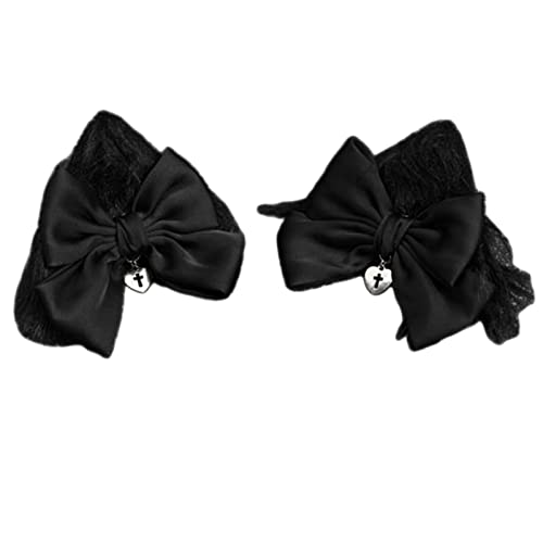 Katze Ohrhaarpin Schwarzer Bögen Haare Clip Big Haarnadel Gothic Barrettes JK Haarclip Jk Haarzubehör Accessoires von LLINthy