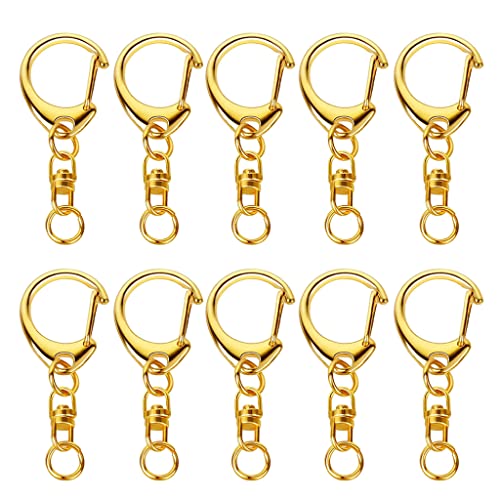 LLINthy 10 PCs Für Den Schlüsselring Mit Ketten D Schnapphaken Split Keychain Metall Für Schlüsselring Hardware Mit 8 Mm Offener Sprungring Und Schlüsselring Mit Kettengold Und Open Jumpringen von LLINthy