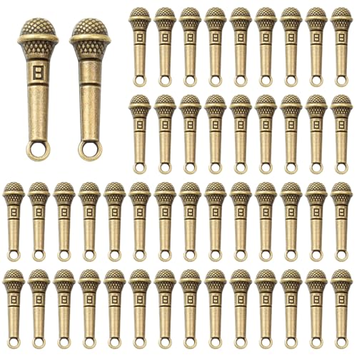 LLINthy 100 Pieces Mikrofonanhänger Handwerk Accessoires Schmuckanhänger Anwesend Für Schmuckherstellung Und Handwerk Enthusiasten Zinklegierung Anhänger von LLINthy