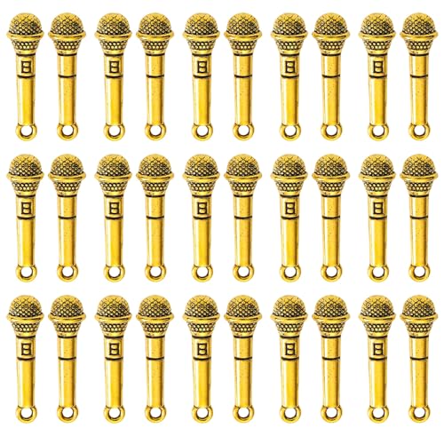 LLINthy 100 Pieces Mikrofonanhänger Handwerk Accessoires Schmuckanhänger Anwesend Für Schmuckherstellung Und Handwerk Enthusiasten Zinklegierung Anhänger von LLINthy