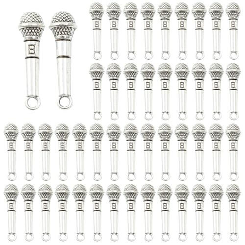 LLINthy 100 Pieces Mikrofonanhänger Handwerk Accessoires Schmuckanhänger Anwesend Für Schmuckherstellung Und Handwerk Enthusiasten Zinklegierung Anhänger von LLINthy