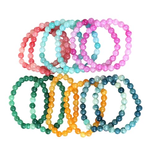 LLINthy 12 Pcs Einzigartiges Charme Armband Rissen Glasperlen Armband Handgefertigtes Modezubehör Glasieren Textur Für Frau Mädchen Tägliches Wear Armband von LLINthy