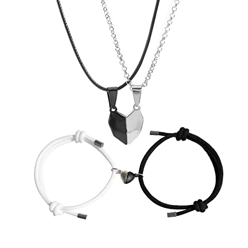 LLINthy 4 PCs/Set Ehepaar Armbänder Passen Die Halshals Handgelenk Kette Männer Männer Anhänger Charm Schmuck Valentinstag Für Ihn Ihre Freundin Bangles Freundschaft Paare Schmuck Schmuck von LLINthy
