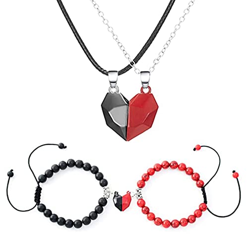 LLINthy 4pieces Halbe Herz Anziehung Matching Armband Magnetische Paar Halskette Liebhaber Geschenke Für Frauen Männer Freunde Armband Halskette Set Für Mädchen Paare Männer Jugendliche Frauen LLINthy 4pieces Halbe Herz Anziehung Matching Armband Magnetische Paar Halskette Liebhaber Geschenke Für Frauen Männer Freunde Armband Halskette Set Für Mädchen Paare Männer Jugendliche Frauen von LLINthy