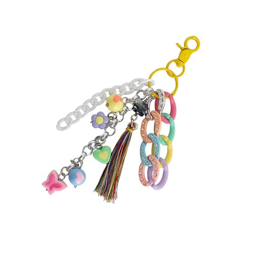 LLINthy Buntes Acryl Schlüsselringe Anhänger Stabiles Acrylschlüssel Zubehör Mit Tassels Party Dating Essentielles Schlüsselbund Party Modeartikel von LLINthy