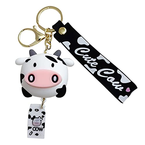 LLINthy Cartoon Kuhform Keychain Keyrings Gedenkschlüsselanschlüsse PVC Materialschlüssel Ringe Autoschlüssel Schmuck Geschenk Für Frauen Mädchen Kuh Keychains Für Mädchen von LLINthy