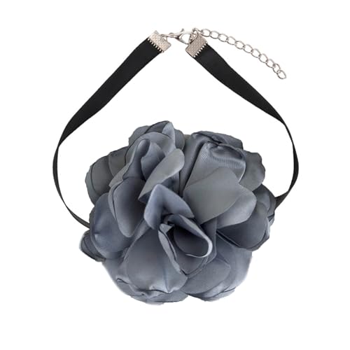LLINthy Einzigartige Blumenhänger Choker Halskette Retro Halsketten Luxuriöser Stoff Ketten Accessoire Hals Schmuck Weihnachten Halskette von LLINthy