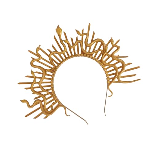 LLINthy Elegante Gold Snake Medusas Stirnband Tragbare Dekoration Für Mythologieliebhaber Und Kostüme Enthusiasten Stylish Outfits Cosplay Kopfstück von LLINthy