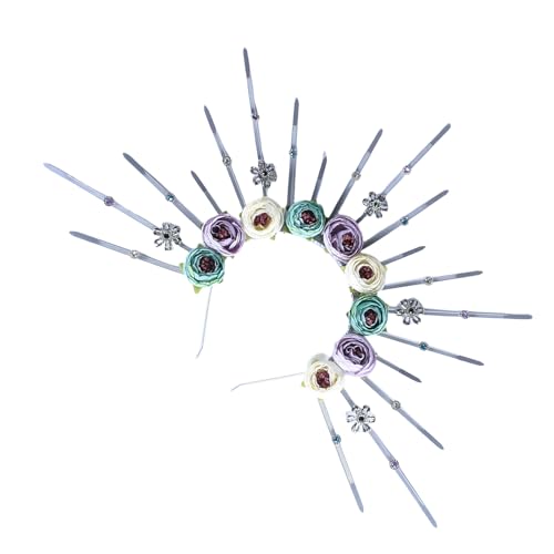 LLINthy Elegante Rosenblume Haar Reifen Verstellbare Größe Stirnband Mit Strasssteinen Bequeme Haarbandparty Ornament Sunbursts Mutterschaftskronen von LLINthy