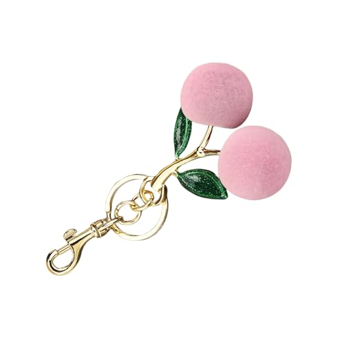 LLINthy Eleganter Charme Cherrys Schlüsselhalter Mit Doppelten Blättern Tragbar Für Die Personalisierung Von Modezubehör Täglich. von LLINthy