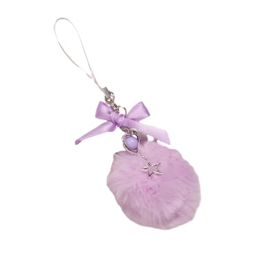 LLINthy Entzückende Farbenfrohe Ribbon Bowknot Keyrings Stilvolle Pelzige Anhänger Gurtketten Kettenschlüssel Für Handtaschen Und Smartphones Süßer Pelziger Ballschlüsselring von LLINthy