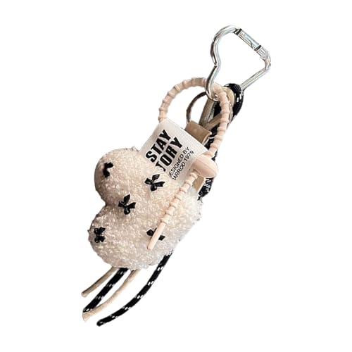 LLINthy Entzückender Schöner Cartoon Plüschschlüsselkaint Charme Anhänger Mit Bowknot Liebesdesigns Für Taschen Und Autozubehör Ornament Cartoon Plüsch Keychain von LLINthy