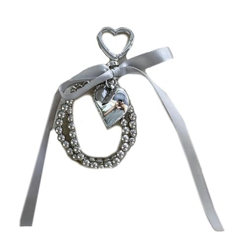 LLINthy Fashion Perlen Bowknot Heart Keychain Anhänger Rucksack Handtasche Charme Anhänger Hänge Dekoration Süße Anhänger Geschenke Perlen Bowknot Herzschlüsselkäse Anhänger von LLINthy