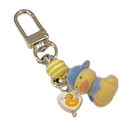 LLINthy Flocken Sie Die Gelbe Ente/Katze/Koala/Hundeschlüsselkette Bequeme Feeling Animal Anhänger Anhänger Keyring Zubehör Für Taschen Und Telefone Legierung Harzhänne von LLINthy