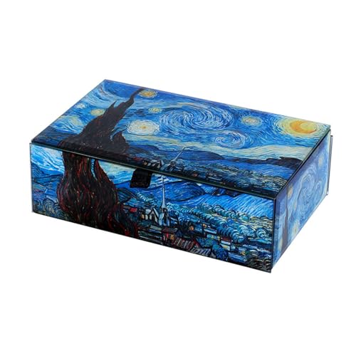 LLINthy Glasbedeckte Schmuckschachtel Sternenmuster Koffer Für Halsketten Und Ringe Reisefreundliche Schmuckbehälter Frauen Schmuckhalter von LLINthy