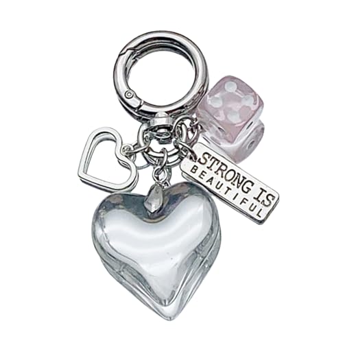LLINthy Heart Keychain Einzigartiger Taschenzubehör Für Anhänger HEARTE Keyring Stylish Key Decors Metall Texture Suitale Für Tägliche Party Anhängerzubehör Accessoire von LLINthy