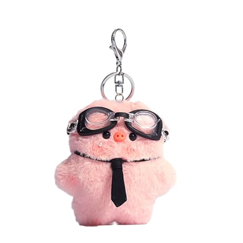 LLINthy Kreative Süße Sonnenbrille Schwein Keychain Weich Gefüllt Plüschspielzeug Rucksack Anhänger Stylish Kids Vielseitiges Accessoire Kreatives Rucksack Anhänger von LLINthy
