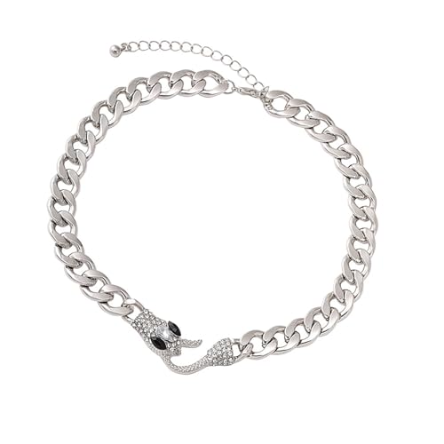 LLINthy Mehrzweck Schwarzer Silberzirkon Schlange Halshalskette Für Männer Und Frauen Mit Kubanischer Verbindung Kette Edgoty Goth Styles Cuban Link Choker LLINthy Mehrzweck Schwarzer Silberzirkon Schlange Halshalskette Für Männer Und Frauen Mit Kubanischer Verbindung Kette Edgoty Goth Styles Cuban Link Choker von LLINthy
