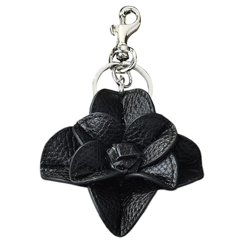 LLINthy Mode PU Leder Blumen Schlüsselhalter Mit Legierungsringen Camellias Anhänger Keychain Zubehör Für Pendel Und Reisen Tragbare Schlüsselorganisator von LLINthy