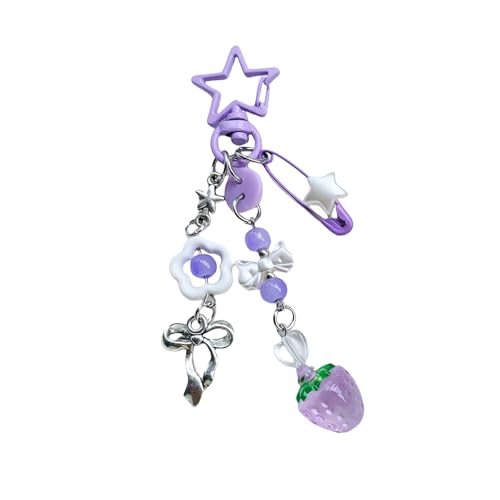 LLINthy Mode Star Und Bowknot Tasche Charme Keyring Tragbares Robustierhaut Accessoire Für Damen Und Trendige Frauen Girl Keychain von LLINthy