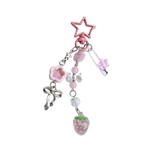 LLINthy Mode Star Und Bowknot Tasche Charme Keyring Tragbares Robustierhaut Accessoire Für Damen Und Trendige Frauen Girl Keychain von LLINthy
