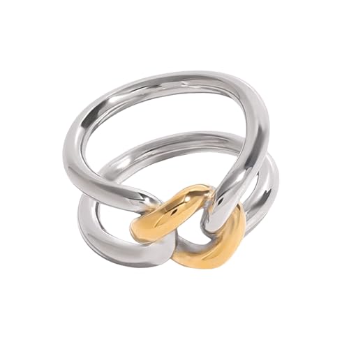 LLINthy Moderne Einfache Ringe Edelstahl Textur Stilvolle Unisex Ringe Unregelmäßige Moderne Opeineinringe Einzigartige Verstellbare Ringe Alltagsbekleidung von LLINthy