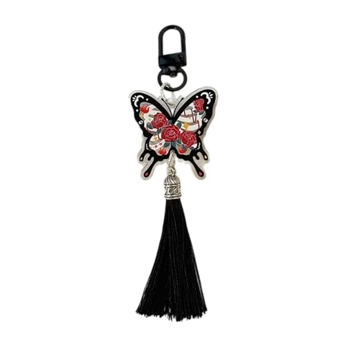 LLINthy Modische Schmetterling Anhänger Schlüsselkette Charme Schlüsselanhänger Tassels Keyring Für Frauen Jewlery Auto Schlüsselrolle Handtasche Feine Handwerkskunst von LLINthy
