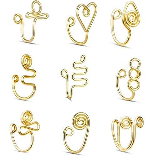 LLINthy Nasenring, nicht durchdringendes Nasenmanschetten-Set, Nasenmanschette, kein Piercing, Clip-on-Nasenring, künstliche Nasenringe für Frauen, Metall von LLINthy