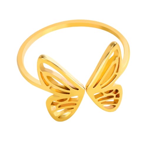 LLINthy Offene Finger Schmetterlingsringe Accessoire Schmetterlingsringe Einstellbare Passform Edelstahlringe Charme Für Alltägliche Kleidung Mode Ästhetikschmuck von LLINthy