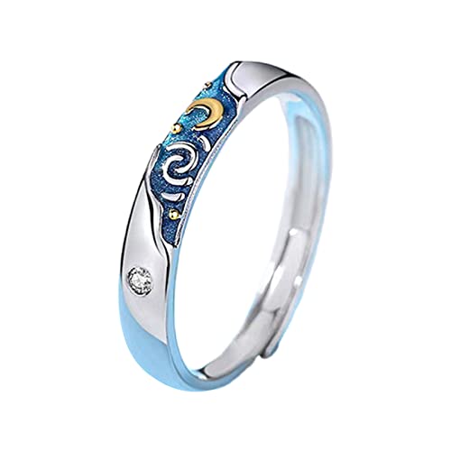 LLINthy Passendes Versprechen Einzigartiger Fingerring Romantische Sternenhöhe Ehepaar Verlobungsring Freundschaft Schmuck Für Frauen Open Fingerringe Für Frauen von LLINthy