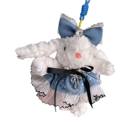 LLINthy Plüsch Kleidungskaninchen Keychain Charm Charm Weiche Baumwollhasen Anhänger Keyring Mode Bag Accessoire Für Mädchen Und Frauen Schlüsselbund Für Mädchen von LLINthy