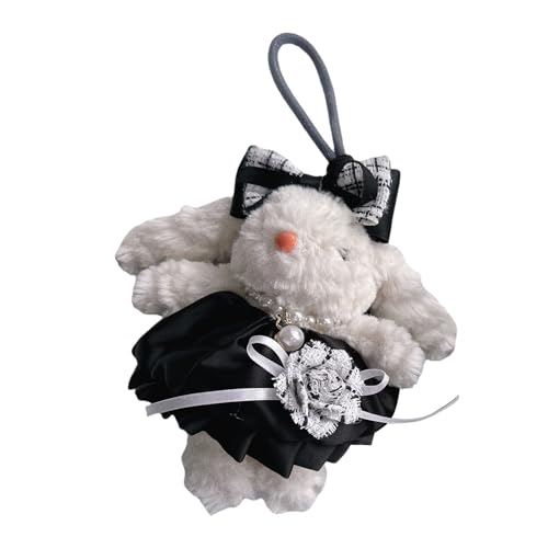 LLINthy Plüsch Kleidungskaninchen Keychain Charm Charm Weiche Baumwollhasen Anhänger Keyring Mode Bag Accessoire Für Mädchen Und Frauen Schlüsselbund Für Mädchen von LLINthy
