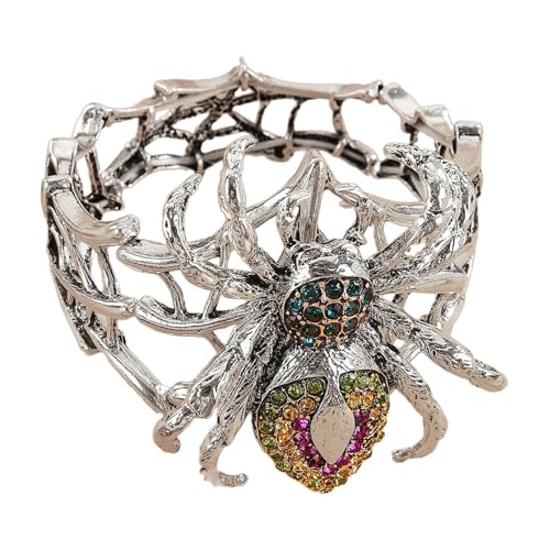LLINthy Punk Arachnid Kristall Strasssteine ​​Armband Anpassbare Handgelenkskette Für Halloween Outfits Themenpartys Und Mehr Halloween Themen Punk Armband von LLINthy