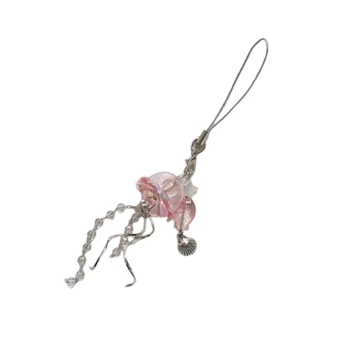 LLINthy Quallen Form Telefon Lanyard Rucksack Dekoration Telefon Antilost Kette Realistische Quallenzubehör Acryl Textur Quallen Mobiltelefon Lanyard von LLINthy
