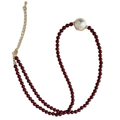 LLINthy Raffinierte Wasserperlenkette Halskette Mit Achaten Lieben Herzperlen Accessoire Für Weibliche Schmuckliebhaber Trendy Schmuck Für Frauen von LLINthy