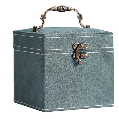 LLINthy Schmuckkiste Mit Plüschiger Innenausstattung Luxuriöser Schmuckkiste Mit Gläser Und Haken Mit Mehrschichtiger Schmuck Organisatoren Große Schmucktaste von LLINthy