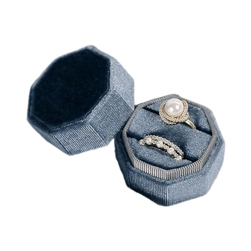 LLINthy Schmuckringe Box Doppelringe Box Eheringe Box Paar Ringe Box Flanell Perfekt Für Zeremonie Jubiläum Paar Ringe Box Box von LLINthy