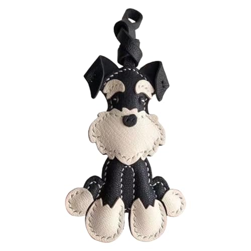 LLINthy Schöner Schnauzer Leder Schlüsselhalter Leder Leder Schnauzer Schlüsselbund Charme Handgefertigte Hundeliebhaber Essentielles Keyring Schmuck Mode Tasche Anhänger von LLINthy