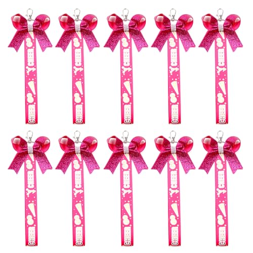 LLINthy Set Von 10 Farbenfrohen Cheerleading Schlüsselanlagen Polyester Jubel Bögen Ribbon Keyring Accessoire Für Sportliche Mädchen Und Teenager Schulgeist Accessoires von LLINthy