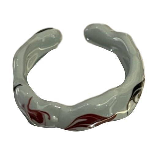 LLINthy Stilvolle Offene Ringe Mit Handbemaltem Tropföl Und Goldfolie Keramikfinger Rings Festival Geschenk Für Mode Enthusiasten Verstellbare Größe von LLINthy