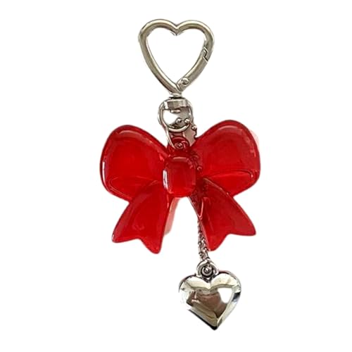 LLINthy Stilvoller Glitzernder Bowknot Heart Anhänger Tragbarer Buntes Bowtie Keyring CAHRM Handgefertigtes Accessoire Für Taschen Und Telefone Modische Schlüsselbeine von LLINthy