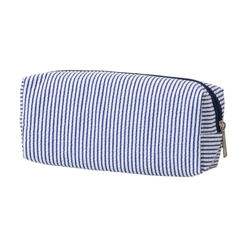 LLINthy Striped Bleistiftkoffer Reißverschluss Polyester Stiftbeutel Handwerksangebot Organisator Reise Make Up Beutel Für Schulbürovorräte Schüler Prüfung Essentials Tasche von LLINthy