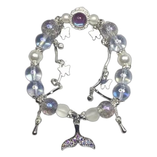 LLINthy Stylish Fish Tail Charme Armband Mit Fischschwanz Anhänger Armband Für Frauen Mädchen Hochzeit Charme Bangel Schmuck Geschenk Handgefertigtes Armband von LLINthy