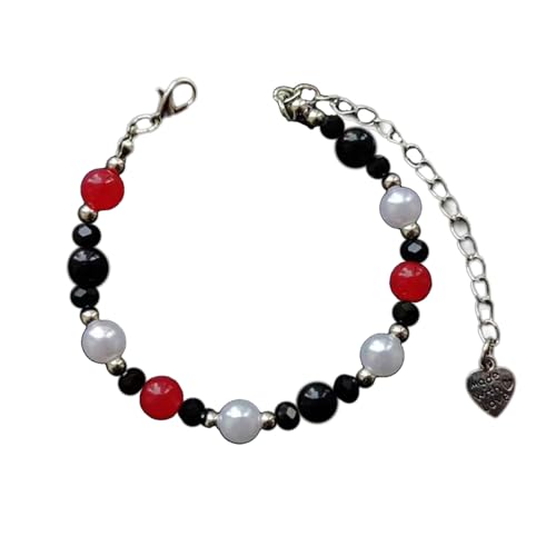 LLINthy Süßes Und Stilvolles Acrylperlenarmband Mit Herzformheizen Anpassbarer Länge Handkette Charme Für Frauen Und Mädchen Stilvolles Accessoire von LLINthy