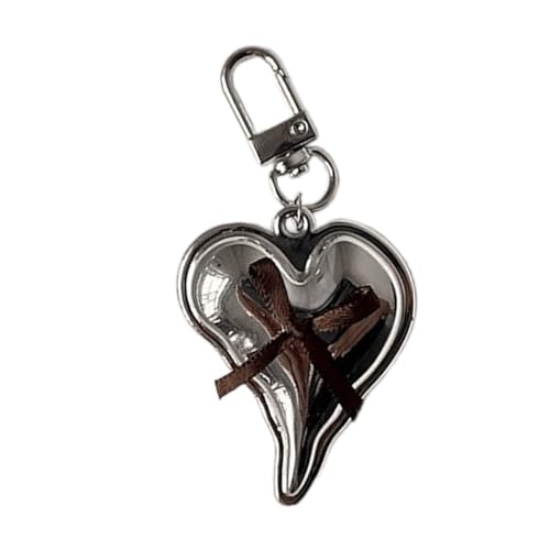 LLINthy Trendy Silver Love Heart Keyring Sturdy Legierung Boeknot Anhänger Accessoire Für Brieftaschen Und Geldbörse Zauberschmuck Herz Anhänger von LLINthy