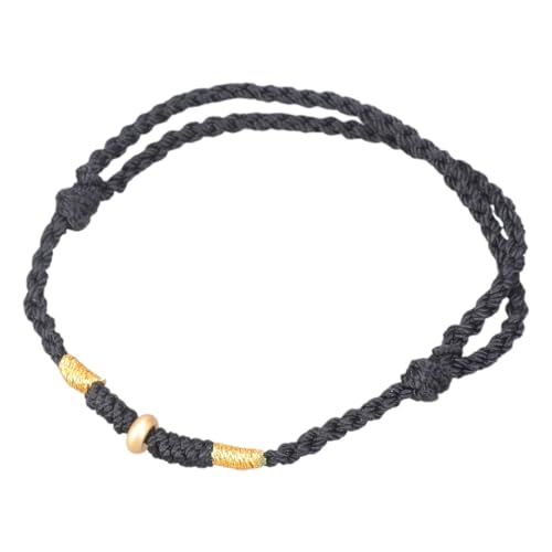 LLINthy Verstellbare Handgewebte Rote Seilluck Armreif Für Liebhaber Stilvolle Frauen Männer Fußkettchen Mit Goldener Perlen Mode Schmuck Verstellbarer Roter Schnur von LLINthy