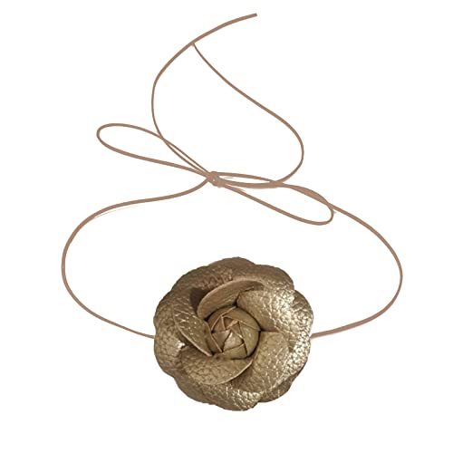 LLINthy Vintag Flüssige Metall Blumenhals Halsband Halskette Schmuck Schlüsselbeutel Kette Halskette Temperament Langes Spitzenhalskette Big Blumenhalshalskette Halskette Für Frauen von LLINthy