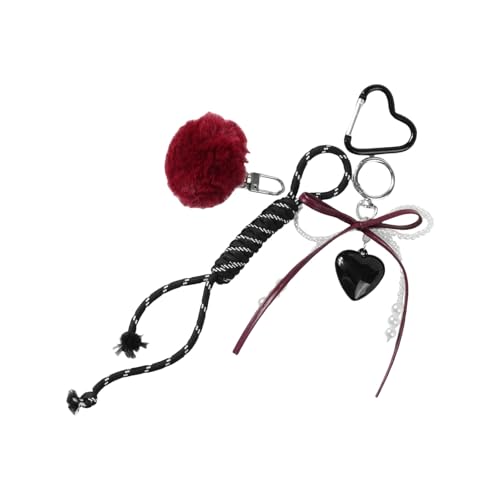 LLINthy Weiches Garn Herz Bowknot Keychain Einzigartige Retro Modische Schlüsselzubehör Stilvolle Tasche Charme Rucksack Anhänger Accessoire Vintage Sweet Cool Keychain von LLINthy